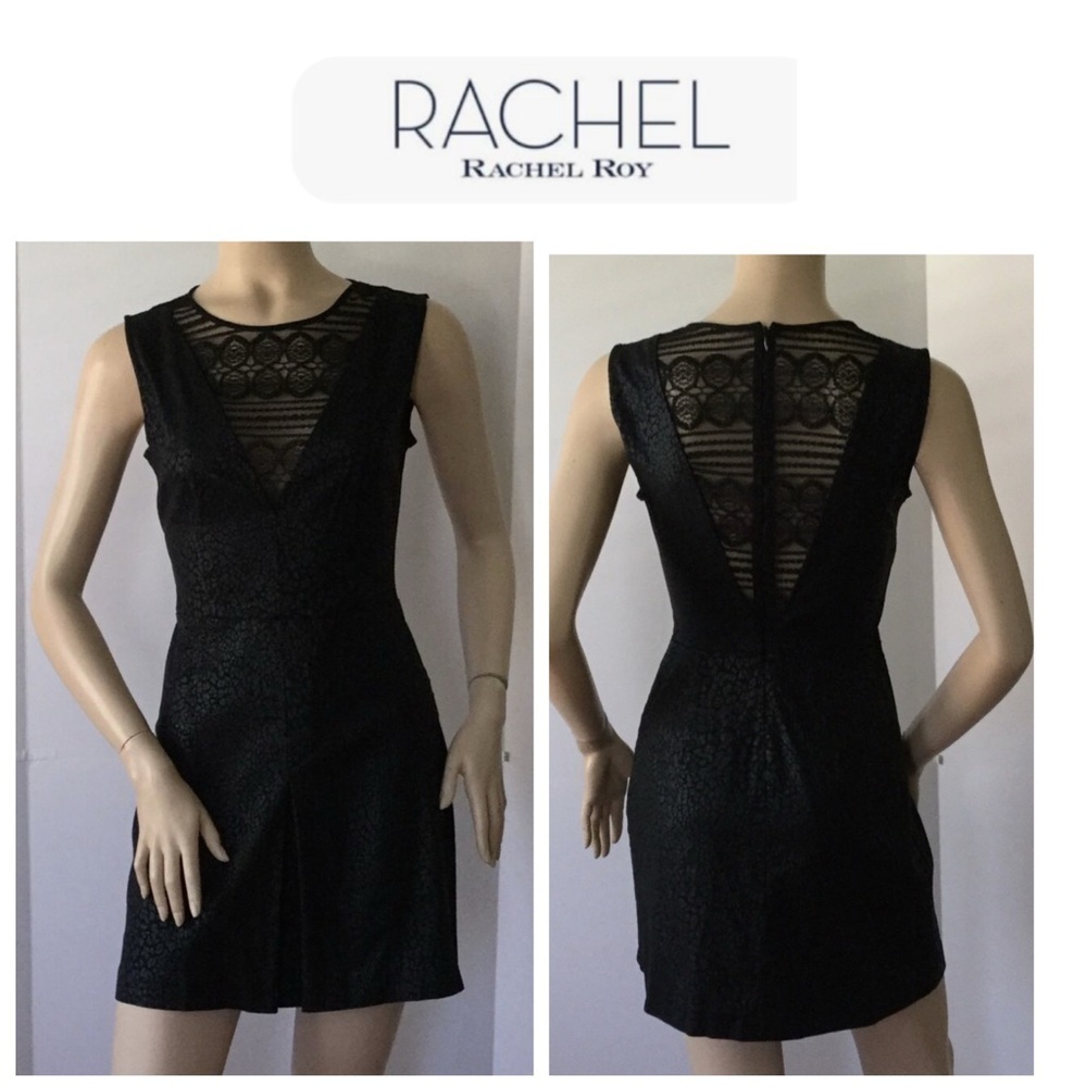 RACHEL Rachel Roy Black Lace Sheath Cocktail Dress 0